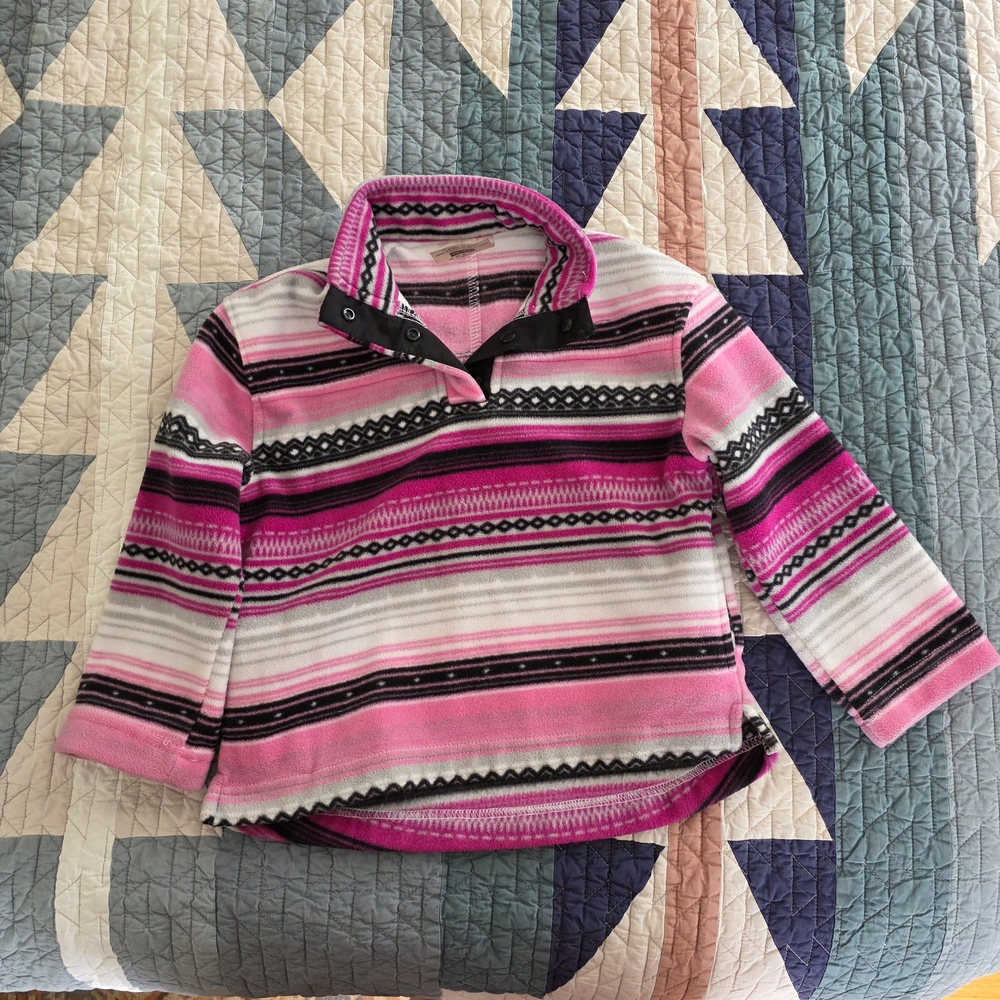 Roper Western Pink and Black Girls Fleece Pullover - XS (4-5)
